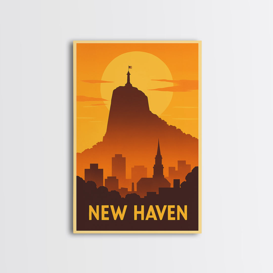 New Haven Travel Poster, Canvas Print, Vintage Deco Wall Art, New Haven Wall Art, Gift For Travelers, Retro Travel Print, Travel Wall Art