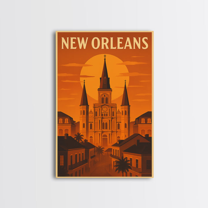 New Orleans Louisiana Travel Poster, Canvas Print, Gold Art Deco Poster Art, New Orleans Art Print, Travel Wall Decor, Gift For Travelers