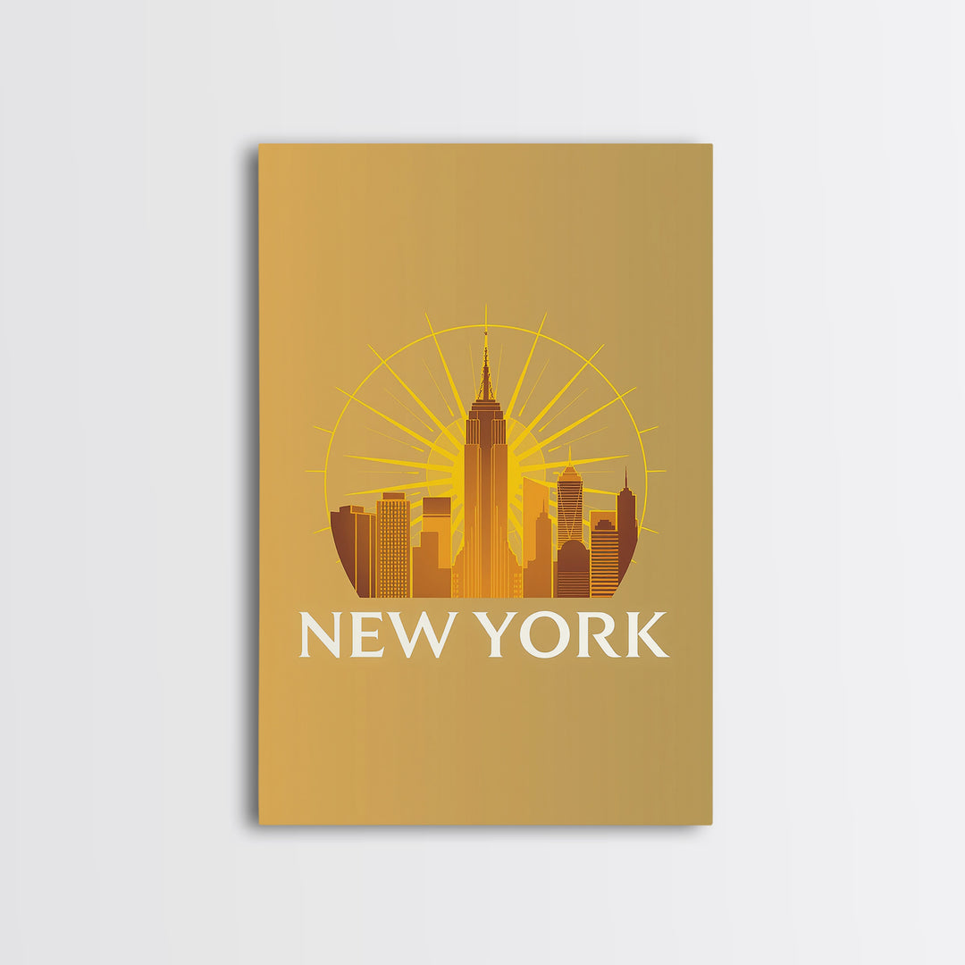 New York Travel Poster, Canvas Print, Gold Art Deco Poster Art, New York Wall Art, Travel Poster Set, City Art Print, Retro Travel Print