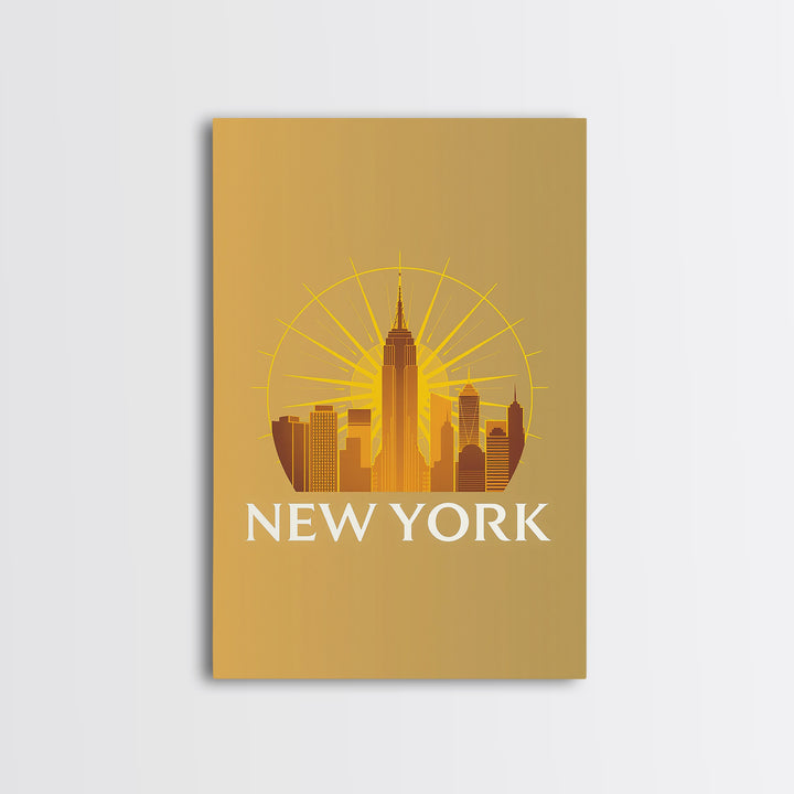New York Travel Poster, Canvas Print, Gold Art Deco Poster Art, New York Wall Art, Travel Poster Set, City Art Print, Retro Travel Print