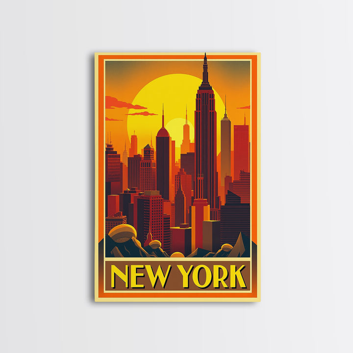 New York Travel Poster, Canvas Print, Gold Art Deco Poster Art, New York Poster Print, Wanderlust Decor, Fine Art Print, Home Office Decor