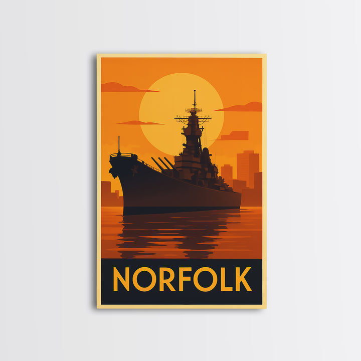 Norfolk Travel Poster, Framed Canvas Print, Vintage Deco Wall Art, Norfolk City Art, Retro Travel Print, Vintage Travel Art, Travel Print