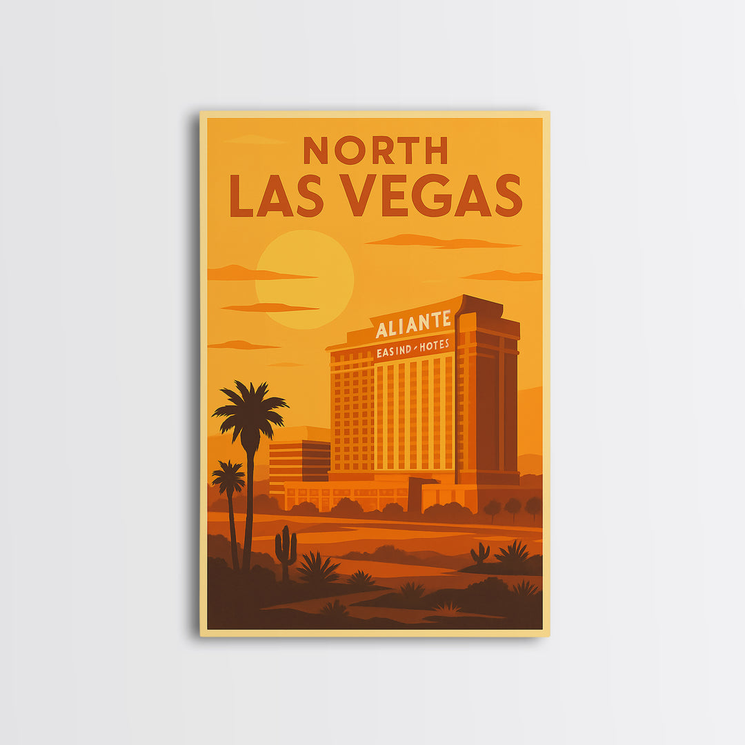 North Las Vegas Nevada Travel Poster, Canvas Print, Vintage Deco Wall Art, North Las Vegas Wall Art, Travel Art Print, Fine Art Print