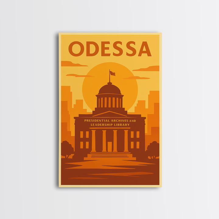 Odessa Texas Travel Poster, Canvas Print, Golden Poster Art, Odessa Art Print, Retro Travel Print, Vintage Travel Print, City Illustration