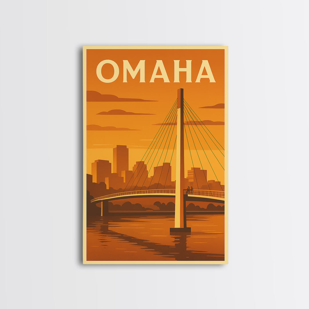 Omaha Nebraska Travel Poster, Canvas Print, Gold Art Deco Poster Art, Omaha Art Print, Vintage Travel Art, Fine Art Print, Travel Art Print