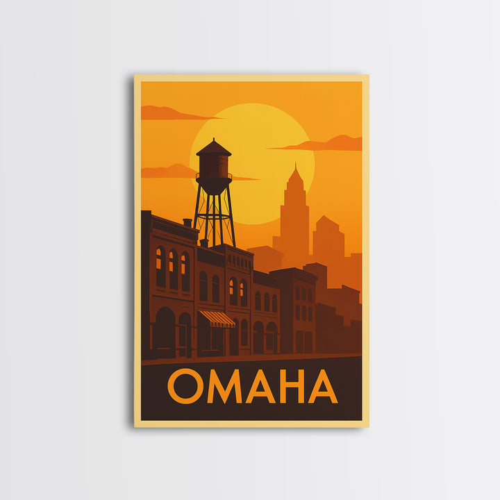 Omaha Travel Poster, Canvas Print, Gold Art Deco Poster Art, Omaha Art Print, Home Office Decor, Eclectic Wall Decor, Wanderlust Decor