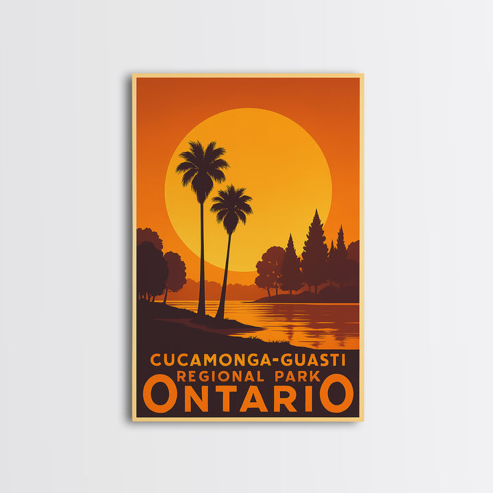 Ontario Travel Poster, Canvas Print, Warm Sunset Silhouette Art, Ontario Poster Print, City Illustration, Vintage Travel Print