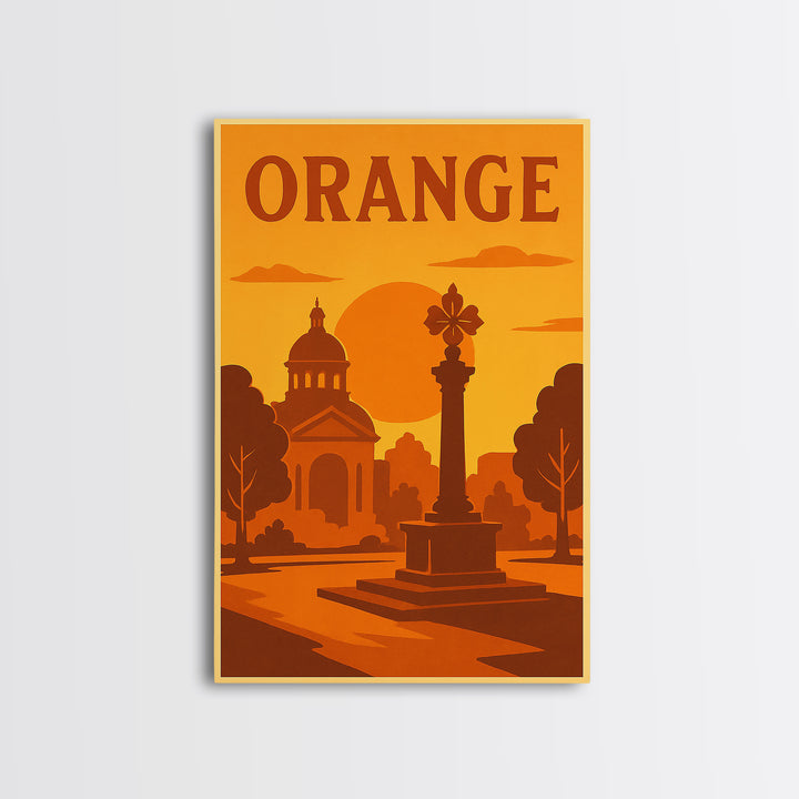 Orange California Travel Poster, Canvas Print, Warm Sunset Silhouette Art, Orange Wall Art, Travel Print, Wall Decor, City Travel Prints