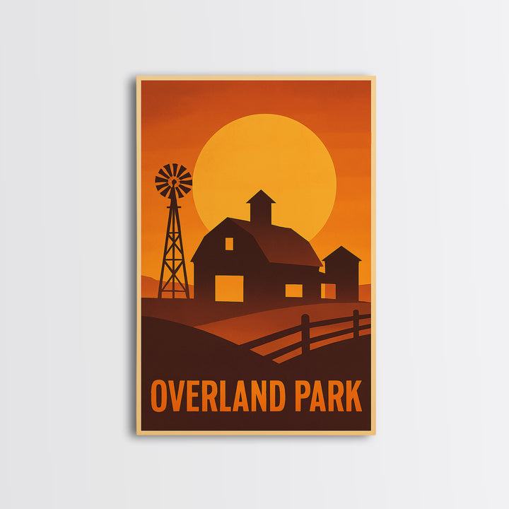 Overland Park Travel Poster, Canvas Print, Golden Travel Poster Art, Overland Park Poster Print, Travel Art Print, Vintage City Art