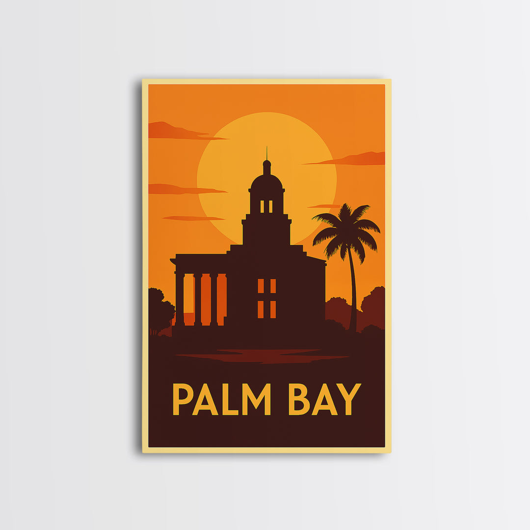 Palm Bay Travel Poster, Framed Canvas Print, Vintage Deco Wall Art, Palm Bay Poster Print, City Travel Prints, City Art Print, Design 2