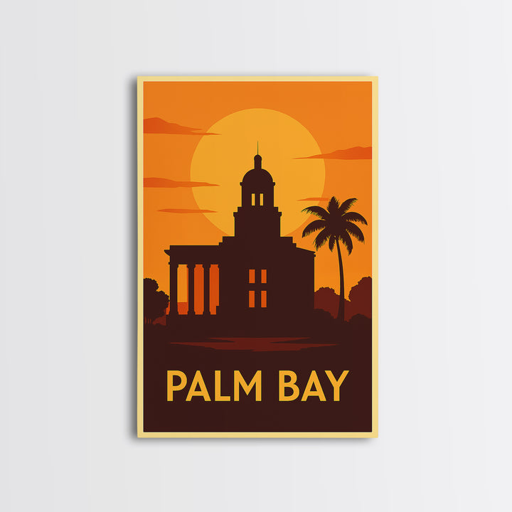 Palm Bay Travel Poster, Framed Canvas Print, Vintage Deco Wall Art, Palm Bay Poster Print, City Travel Prints, City Art Print, Design 2