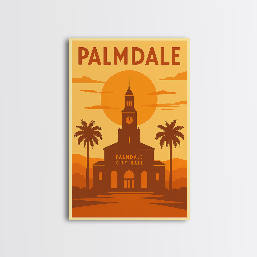 Palmdale California Travel Poster, Canvas Print, Gold Art Deco Poster Art, Palmdale Art Print, Travel Art, Wanderlust Decor, Travel Prints