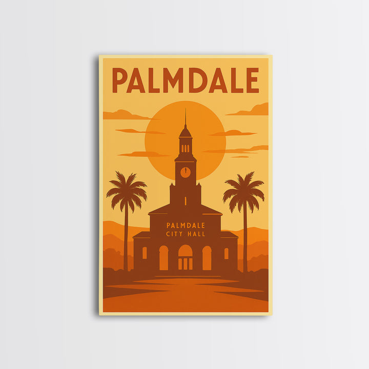 Palmdale California Travel Poster, Canvas Print, Gold Art Deco Poster Art, Palmdale Art Print, Travel Art, Wanderlust Decor, Travel Prints