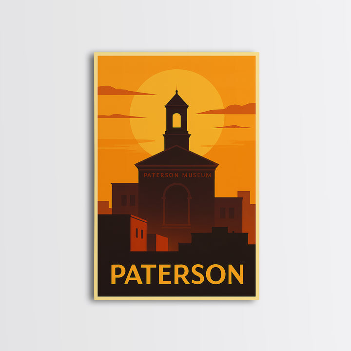 Paterson Travel Poster, Canvas Print, Gold Art Deco Poster Art, Paterson Travel Art, Home Office Decor, Retro Travel Print, Wall Art