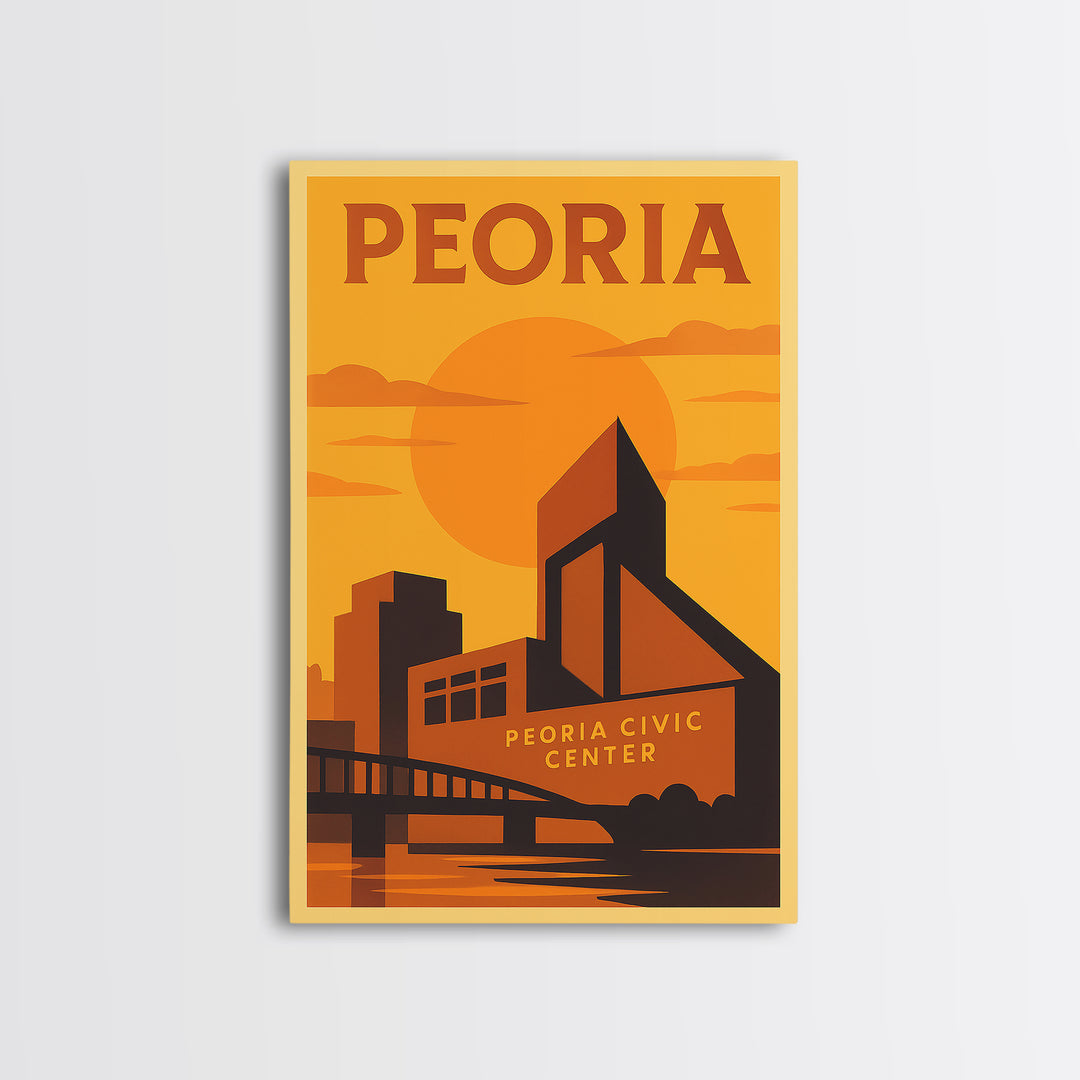 Peoria Arizona Travel Poster, Canvas Print, Golden Poster Art, Peoria Poster Print, Retro Travel Print, City Travel Prints, Travel Decor