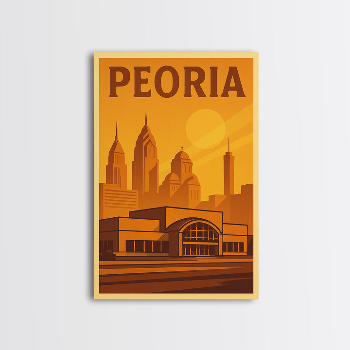 Peoria Travel Poster, Canvas Print, Vintage Deco Wall Art, Peoria City Art, Retro Travel Print, City Art Print, City Travel Prints