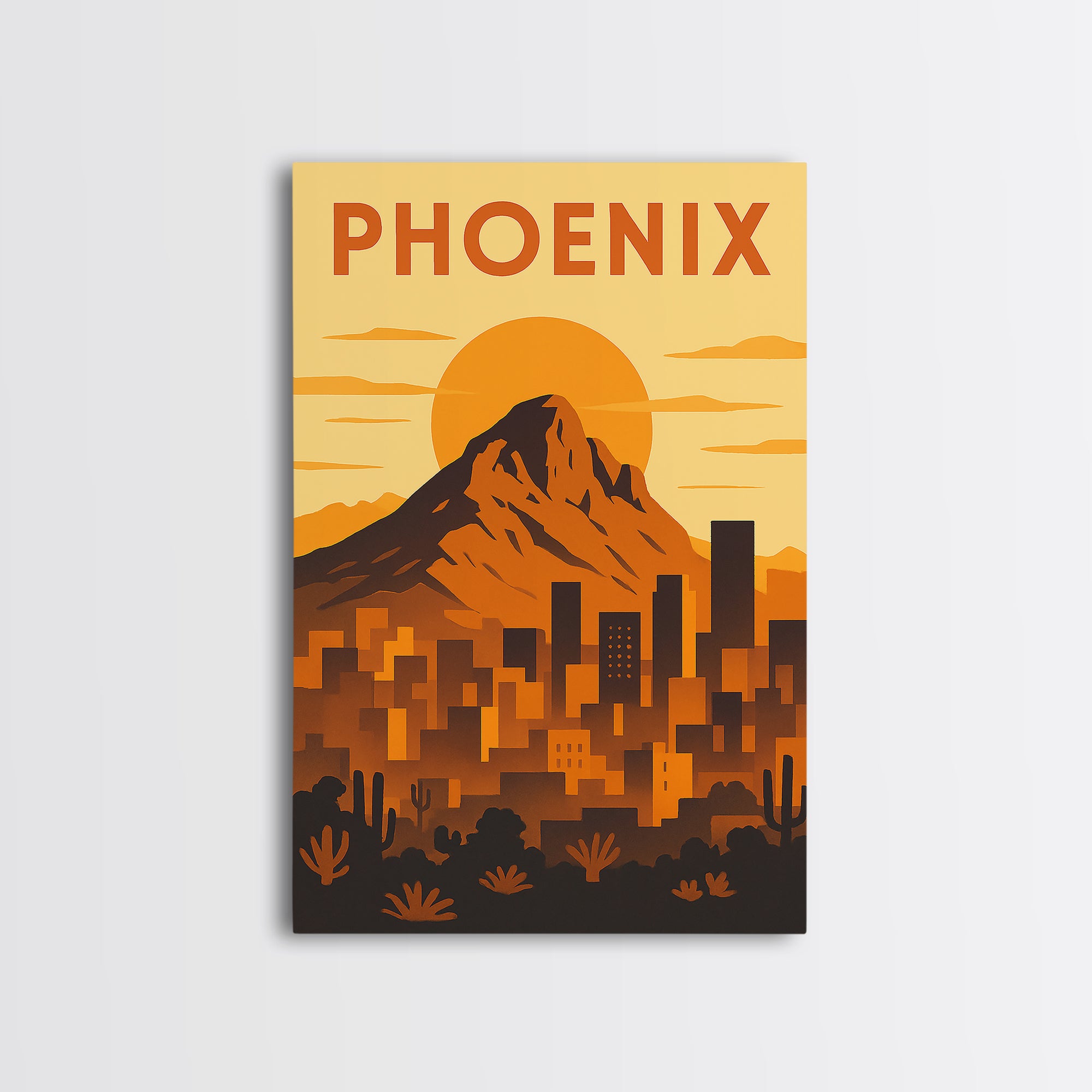 Phoenix Arizona Travel Poster, Framed Canvas Print, Gold Art Deco Post ...