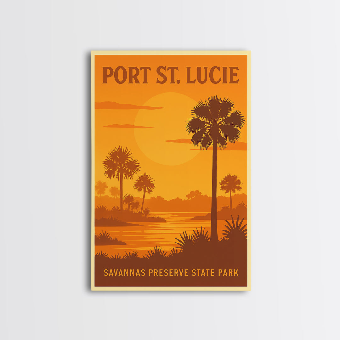 Port St Lucie Florida Travel Poster, Canvas Print, Gold Art Deco Poster Art, Port St Lucie Poster Print, Travel Wall Decor, Fine Art Print