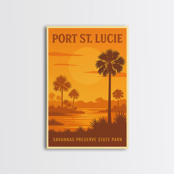 Port St Lucie Florida Travel Poster, Canvas Print, Gold Art Deco Poster Art, Port St Lucie Poster Print, Travel Wall Decor, Fine Art Print
