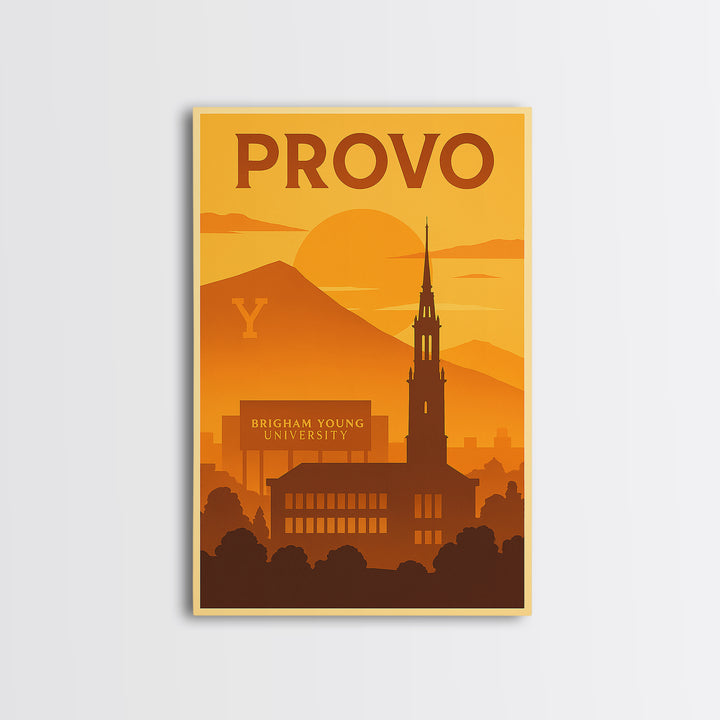 Provo Utah Travel Poster, Canvas Print, Golden Travel Poster Art, Provo City Art, Wanderlust Decor, Gift For Travelers, Travel Wall Art