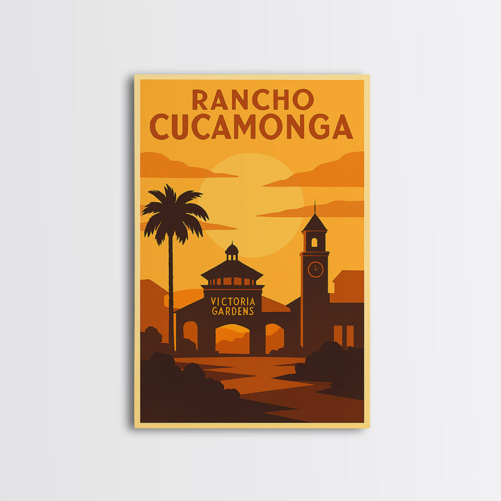 Rancho Cucamonga California Travel Poster, Canvas Print, Gold Art Deco Poster Art, Rancho Cucamonga Art Print, Modern Wall Decor, Home Decor