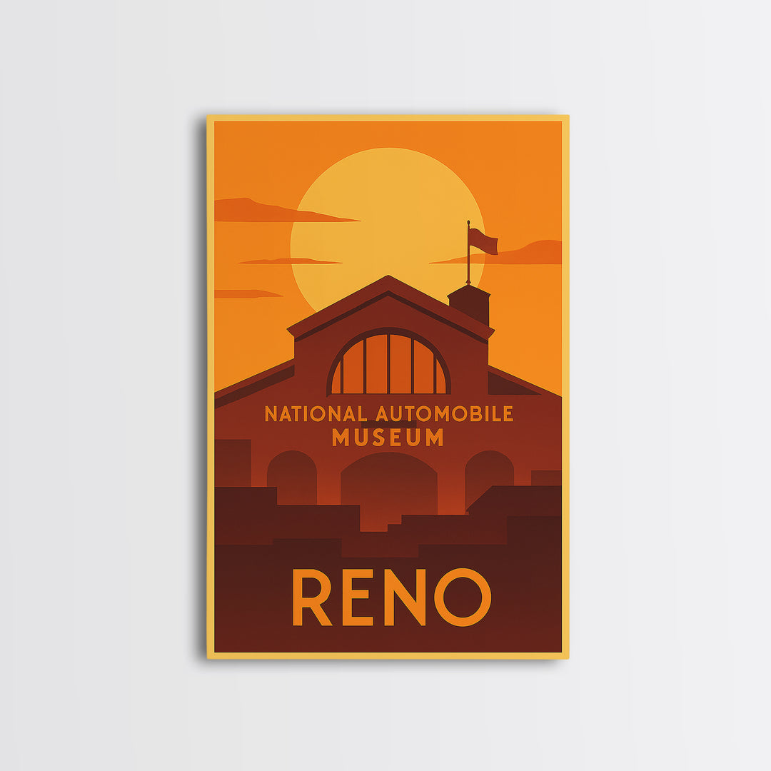 Reno Travel Poster, Canvas Print, Gold Art Deco Poster Art, Reno Travel Art, Travel Art Print, City Travel Prints, Eclectic Wall Decor