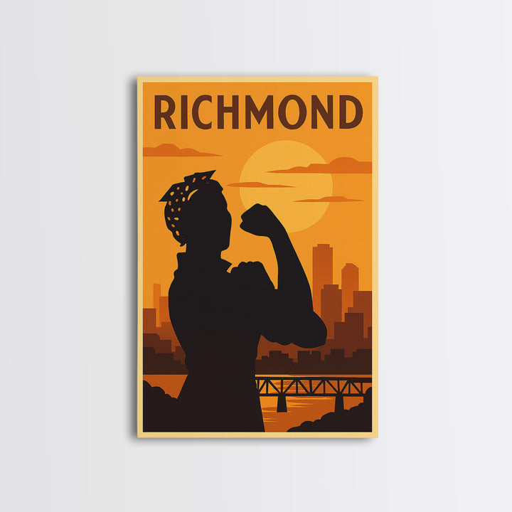 Richmond Virginia Travel Poster, Canvas Print, Golden Travel Poster Art, Richmond Wall Art, Travel Art Print, Travel Poster Art, Wall Art