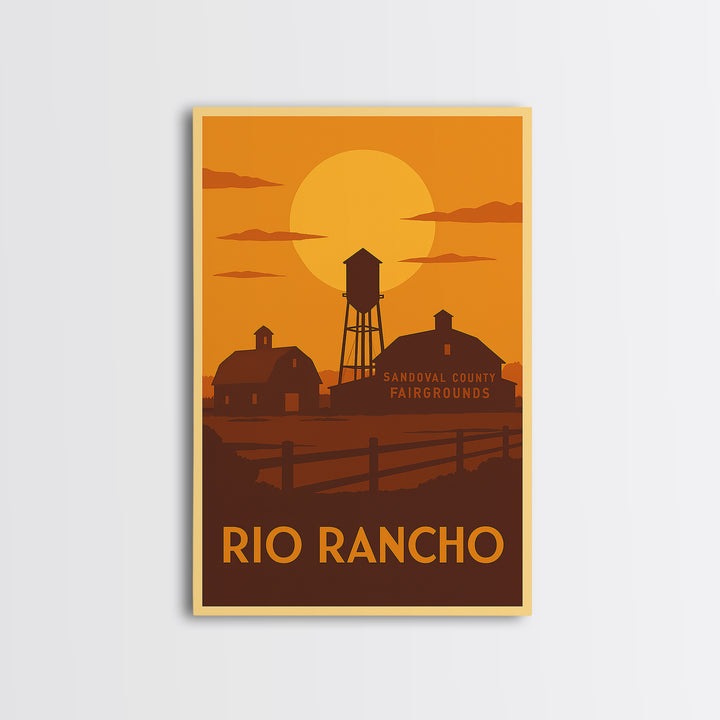Rio Rancho Travel Poster, Framed Canvas Print, Warm Sunset Silhouette Art, Rio Rancho City Art, Travel Poster Art, Home Office Decor