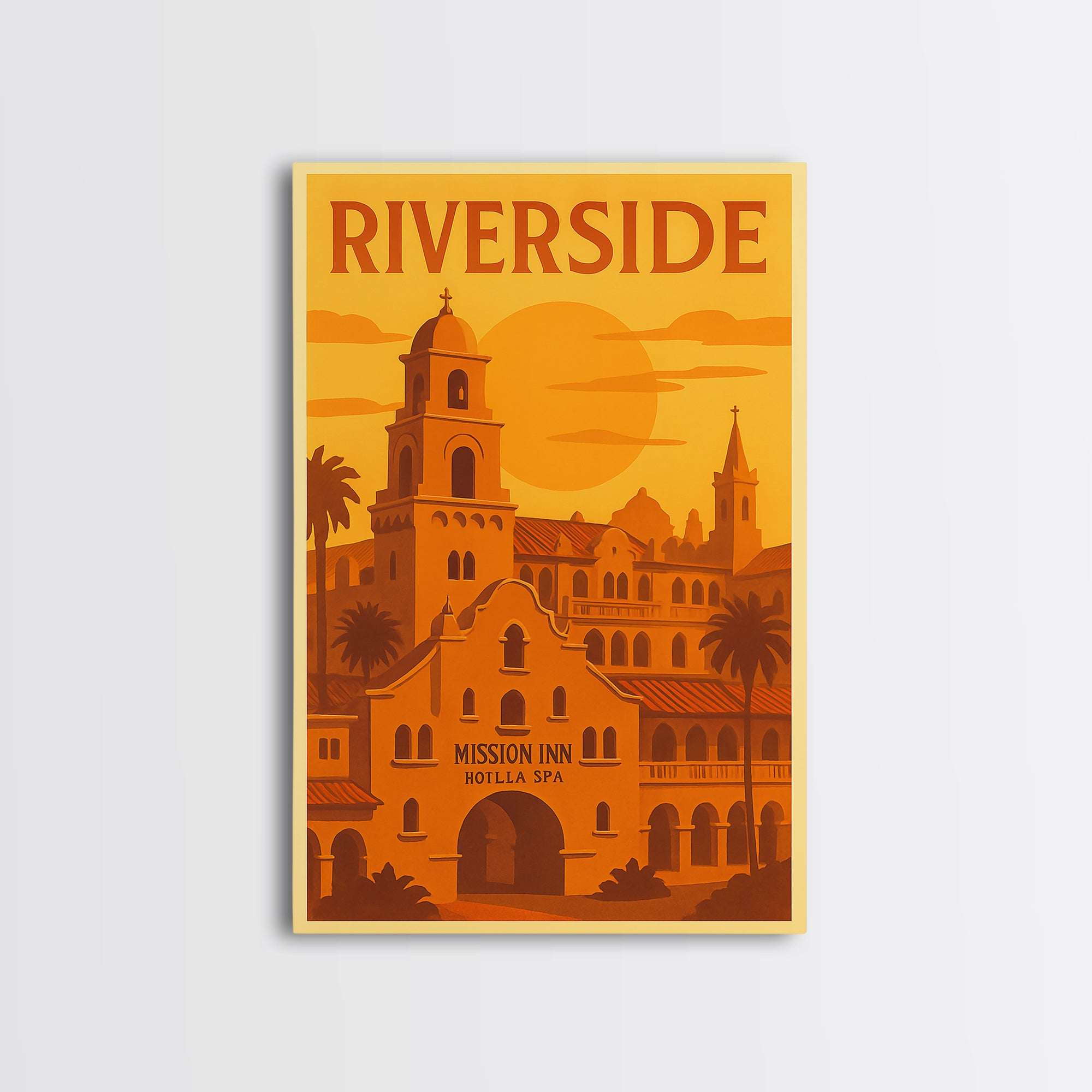 Riverside California Travel Poster, Framed Canvas Print, Golden Travel ...