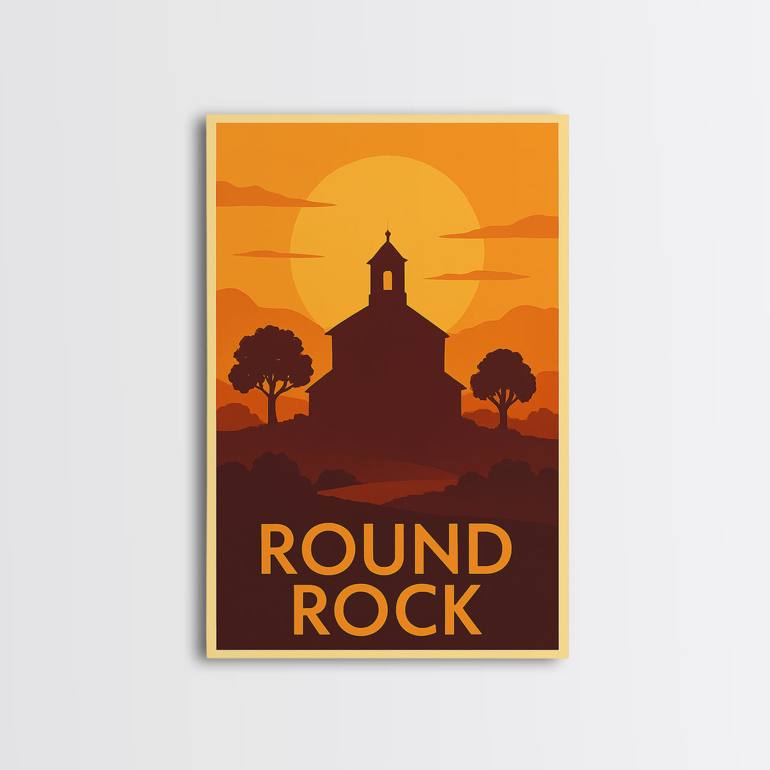 Round Rock Travel Poster, Canvas Print, Gold Art Deco Poster Art, Round Rock Wall Art, Travel Wall Art, Travel Poster Set, Fine Art Print
