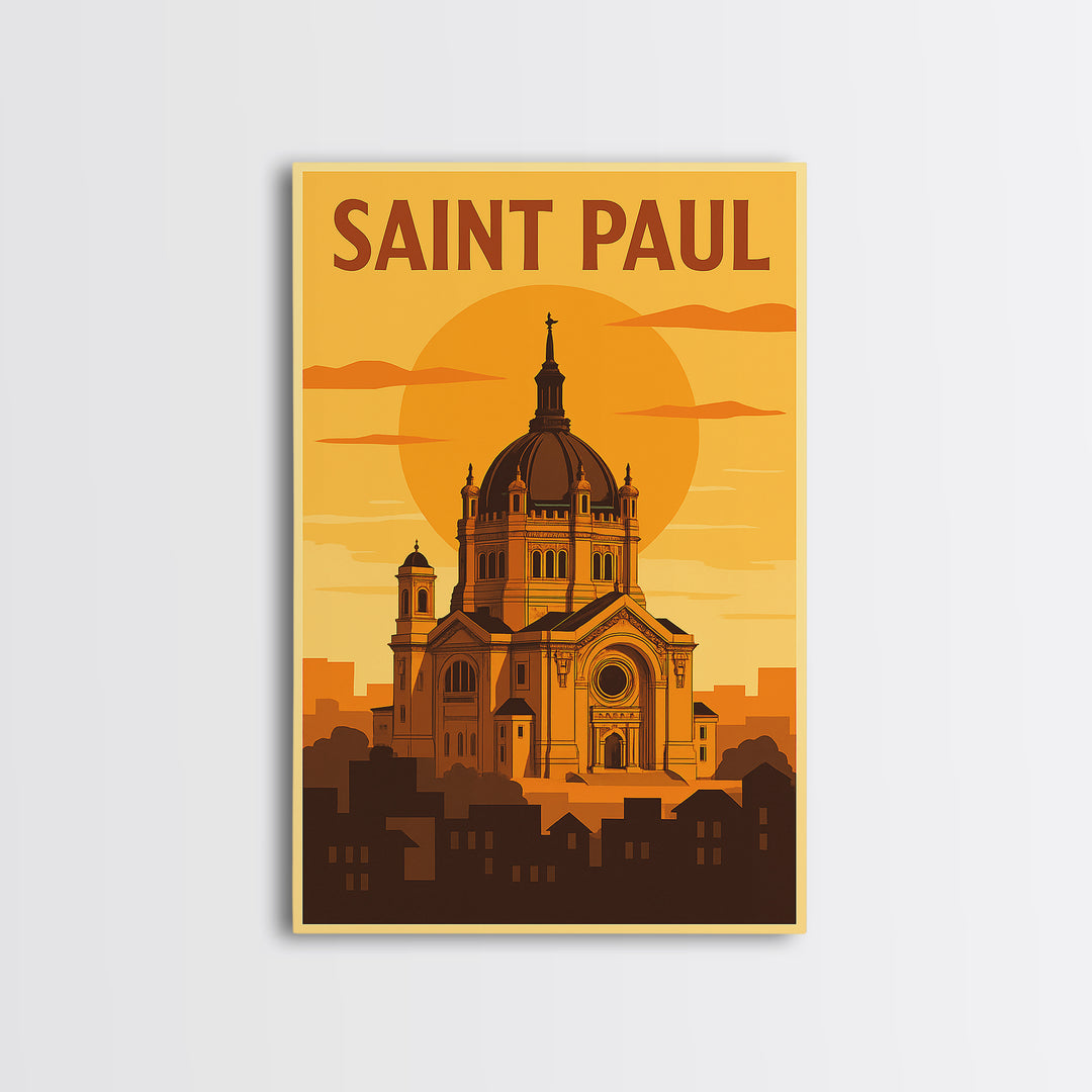 Saint Paul Minnesota Travel Poster, Canvas Print, Gold Art Deco Poster Art, Saint Paul Art Print, City Illustration, Eclectic Wall Decor