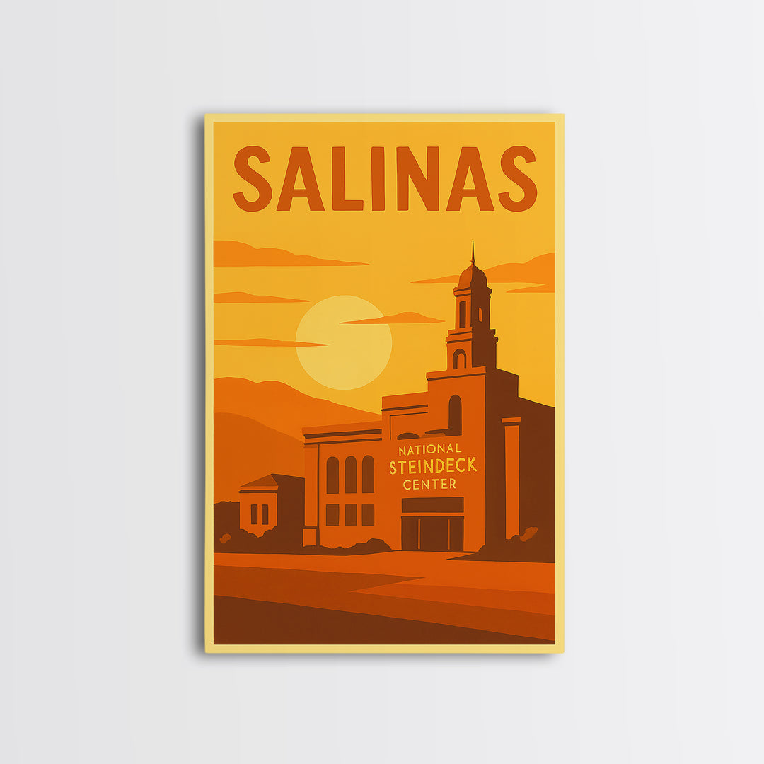 Salinas California Travel Poster, Framed Canvas Print, Gold Art Deco Poster Art, Salinas Art Print, Vintage City Poster, City Travel Prints