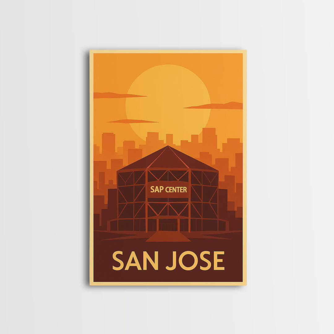 San Jose Travel Poster, Framed Canvas Print, Gold Art Deco Poster Art, San Jose Travel Art, Travel Poster Set, Home Office Decor
