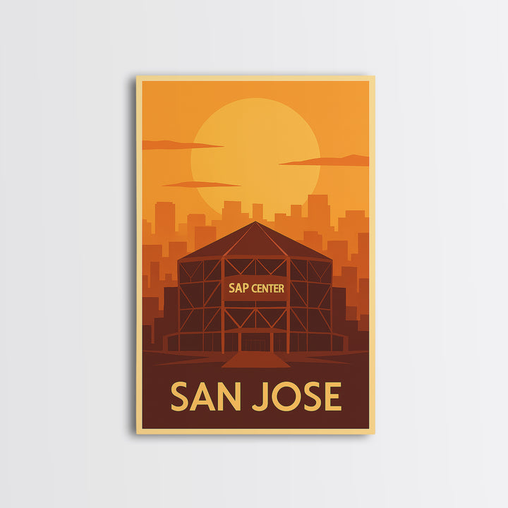 San Jose Travel Poster, Framed Canvas Print, Gold Art Deco Poster Art, San Jose Travel Art, Travel Poster Set, Home Office Decor