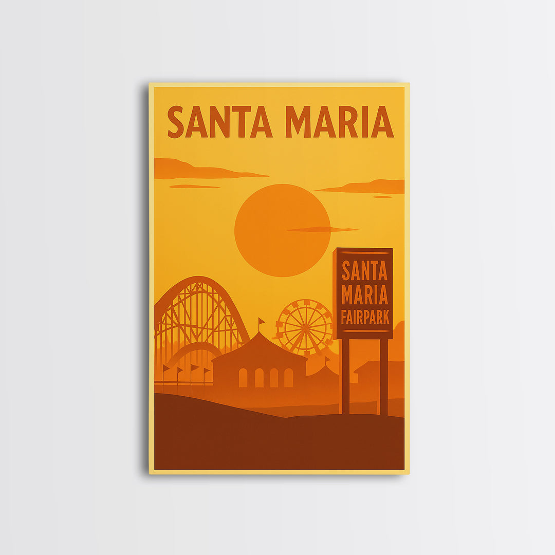 Santa Maria California Travel Poster, Canvas Print, Golden Travel Poster Art, Santa Maria Wall Art, Travel Poster Art, City Travel Prints