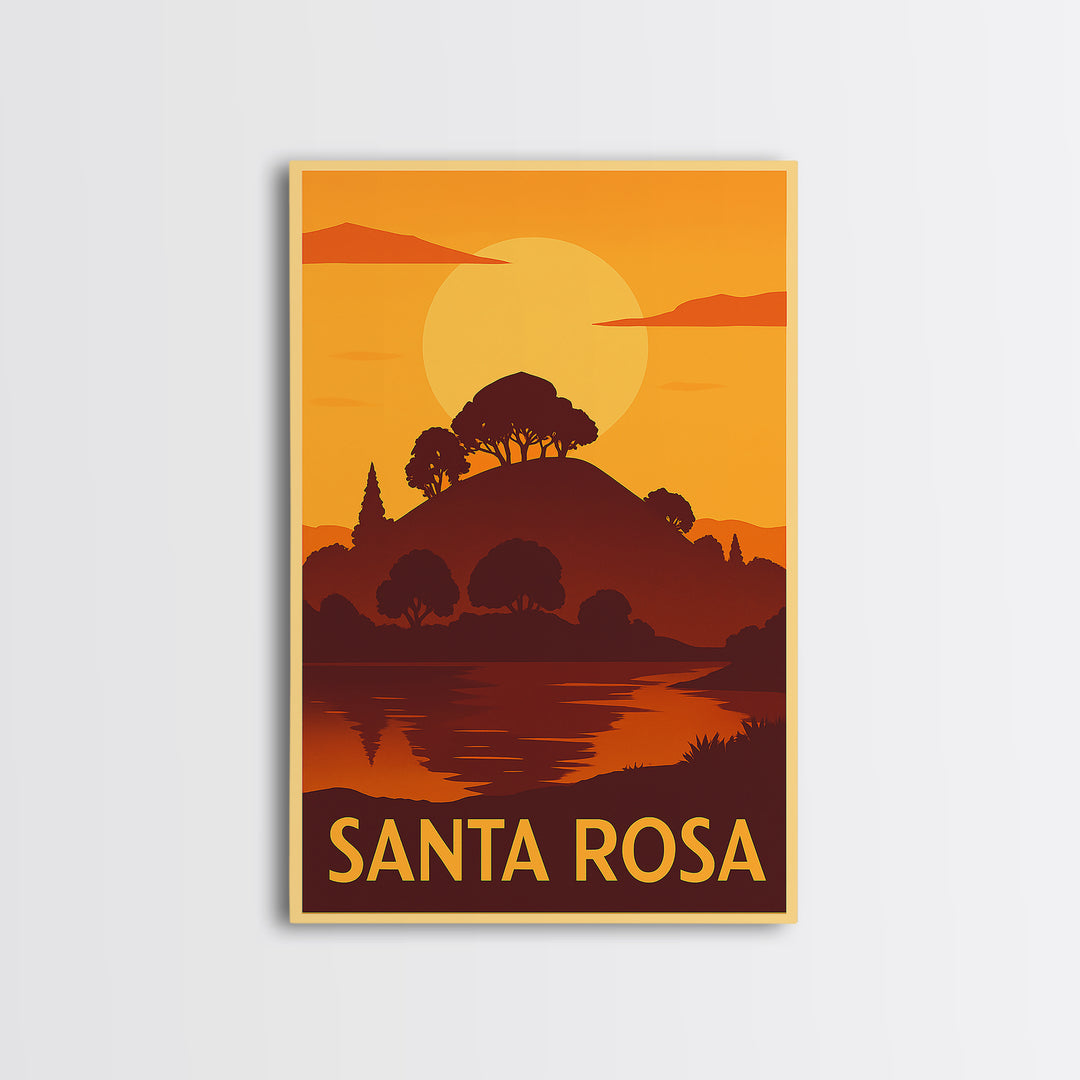 Santa Rosa Travel Poster, Canvas Print, Golden Travel Poster Art, Santa Rosa Wall Art, Gift For Travelers, Travel Wall Decor, Wall Art