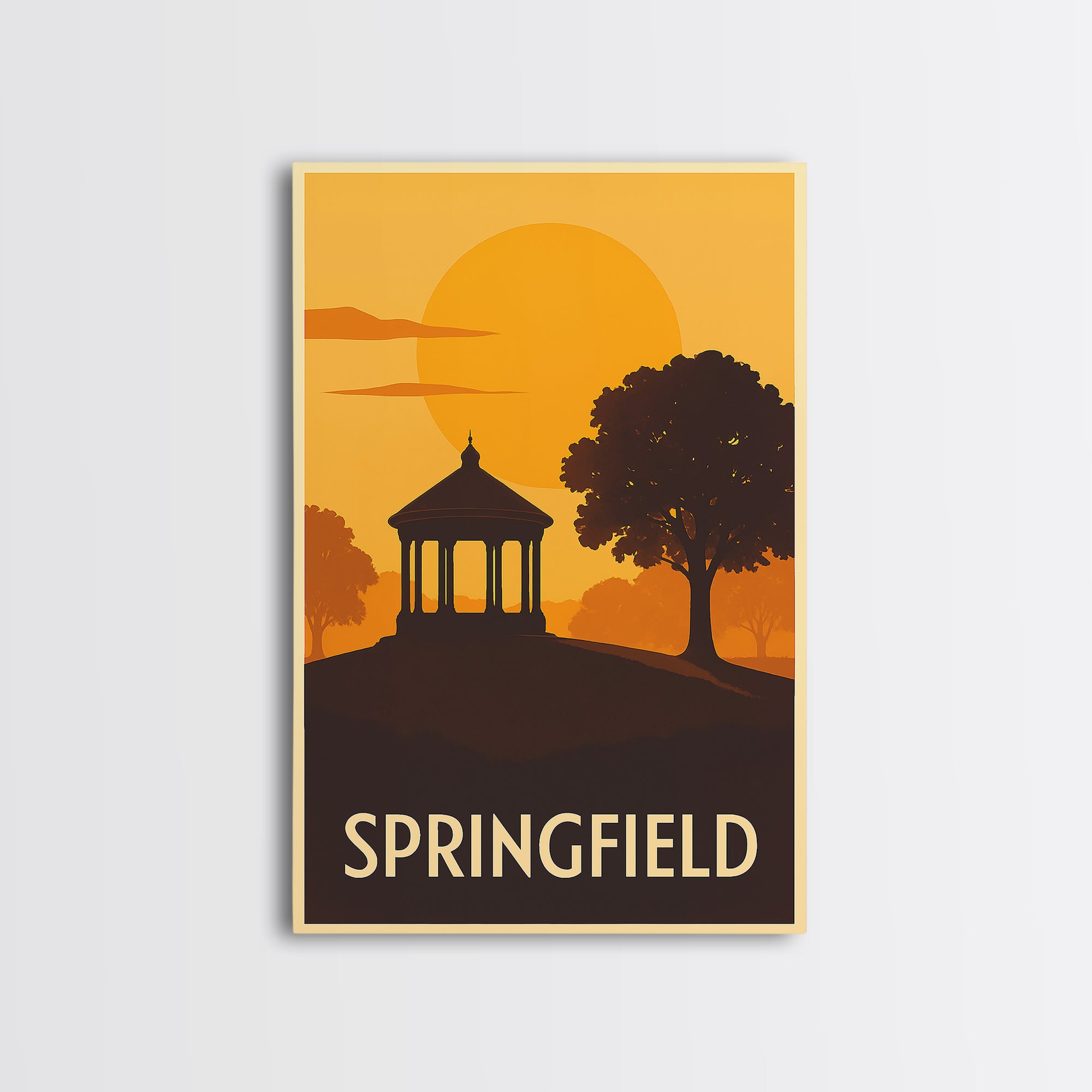 Springfield Travel Poster, Canvas Print, Gold Art Deco Poster Art, Spr ...