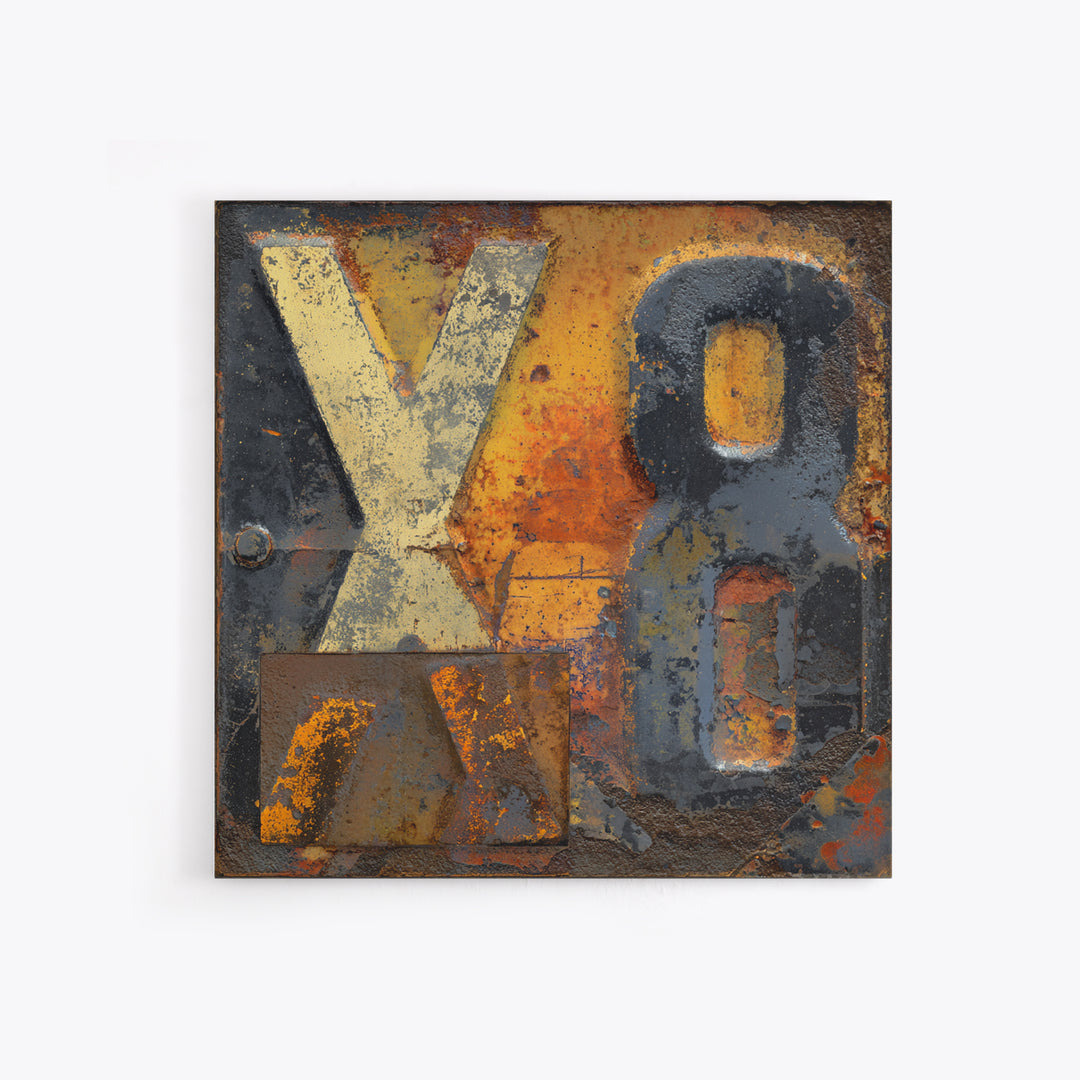Rusty License Plate Collage Framed Canvas Print, Garage Art, Gallery Decor, Garage Decor, Fine Art, Motor, Contemporary Art, GAR-1x1-32