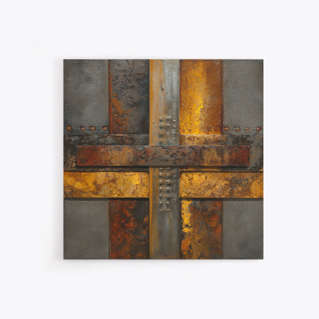 Steel and Rust Texture Abstract Panel Framed Canvas Print, Garage Art, Garage Decor, Abstract Art, Motor, Art Print, Room Decor, GAR-1x1-71