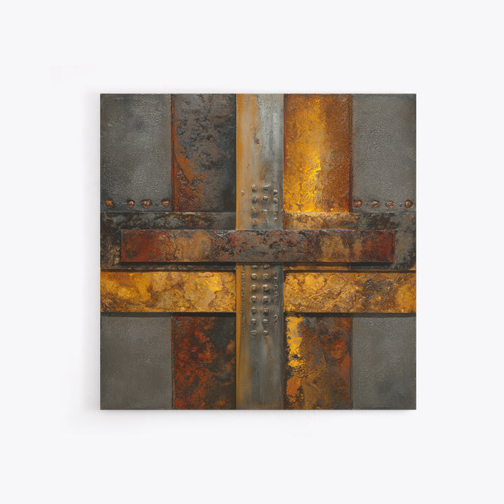 Steel and Rust Texture Abstract Panel Framed Canvas Print, Garage Art, Garage Decor, Abstract Art, Motor, Art Print, Room Decor, GAR-1x1-71