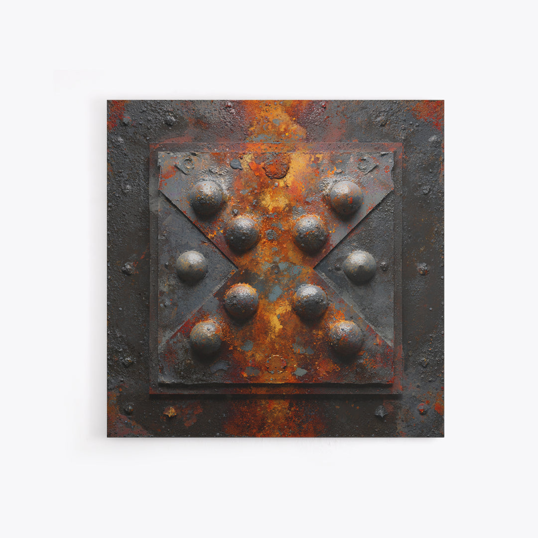 Steel and Rust Texture Abstract Panel Canvas Print, Garage Art, Neutral Decor, Garage Decor, Abstract Art, Motor, Wall Art, GAR-1x1-95