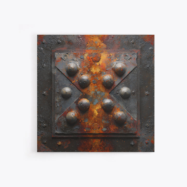 Steel and Rust Texture Abstract Panel Canvas Print, Garage Art, Neutral Decor, Garage Decor, Abstract Art, Motor, Wall Art, GAR-1x1-95