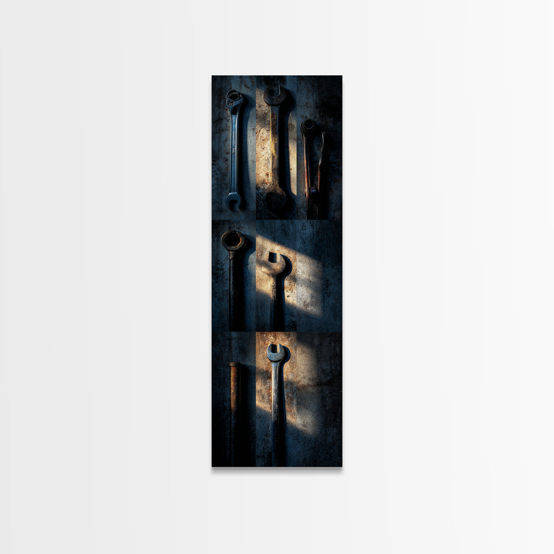 Garage Tool Silhouettes Arranged as Graphic Icons Canvas Print, Garage Art, Garage Art Poster Download, Garage Decor, Motor, GAR-1x3-26