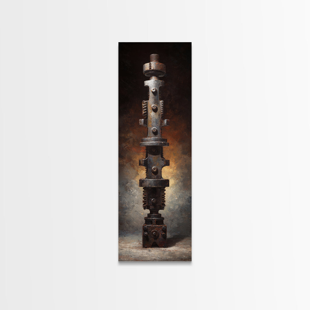 Camshaft and Gears Industrial Still Life Framed Canvas Print, Garage Art, Game Room Art, Garage Decor, Fine Art, Motor, GAR-1x3-75
