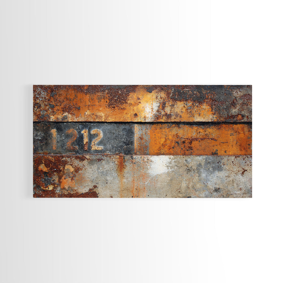 Rusty License Plate Collage Framed Canvas Print, Garage Art, Minimalist Decor, Garage Decor, Fine Art, Motor, Metal Art, GAR-2x1-28