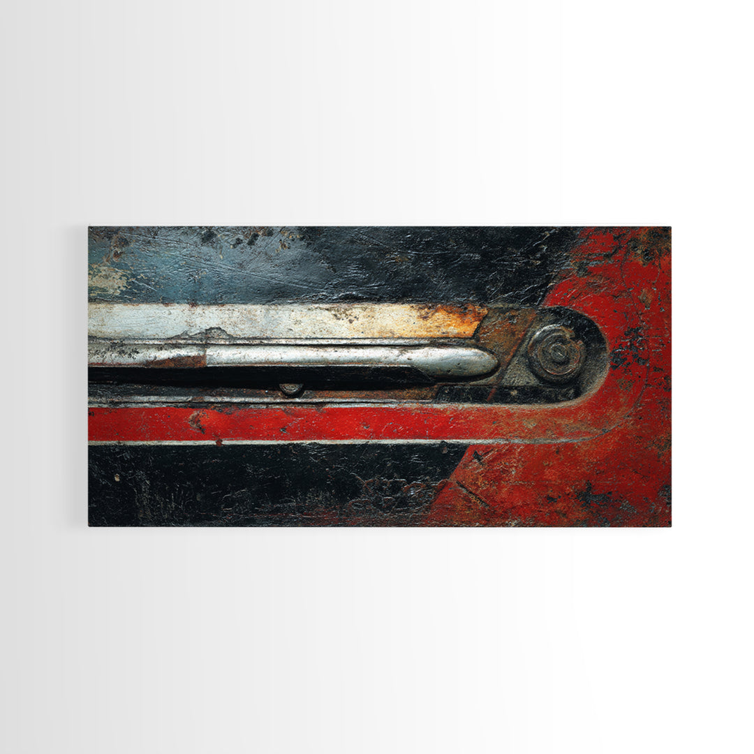 Black and Red Racing Stripe Abstraction Framed Canvas Print, Garage Art, Luxury Decor, Garage Decor, Abstract Art, Motor, GAR-2x1-8