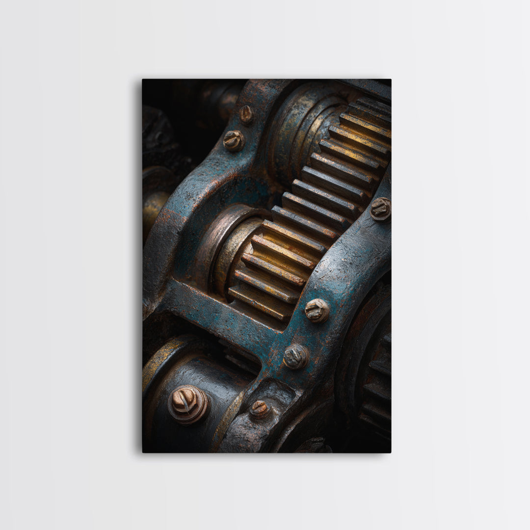 Camshaft and Gears Industrial Still Life Canvas Print, Garage Art, Art Print, Garage Decor, Fine Art, Motor, Canvas Wall Art, GAR-2x3-23