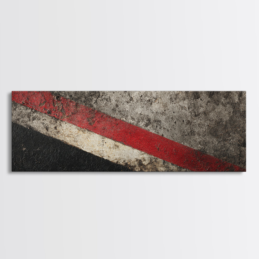 Black and Red Racing Stripe Abstraction Canvas Print, Garage Art, Modern Decor, Garage Decor, Fine Art, Motor, Home Decor, GAR-3x1-100