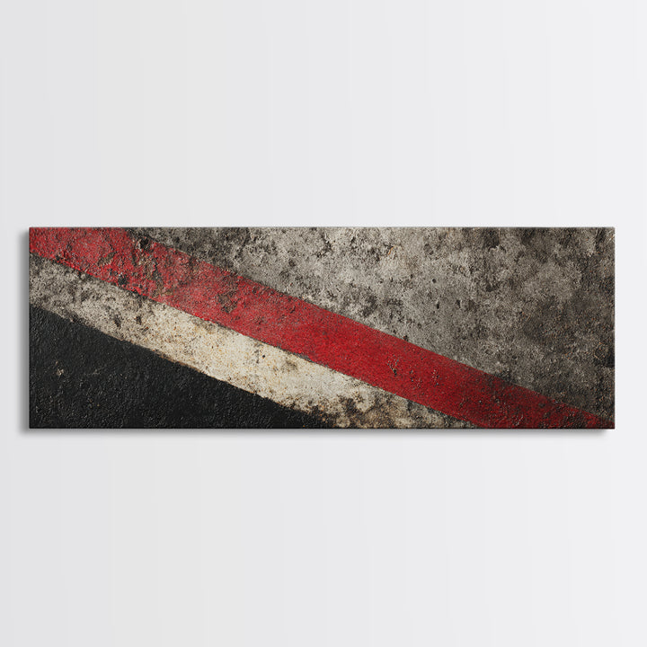 Black and Red Racing Stripe Abstraction Canvas Print, Garage Art, Modern Decor, Garage Decor, Fine Art, Motor, Home Decor, GAR-3x1-100