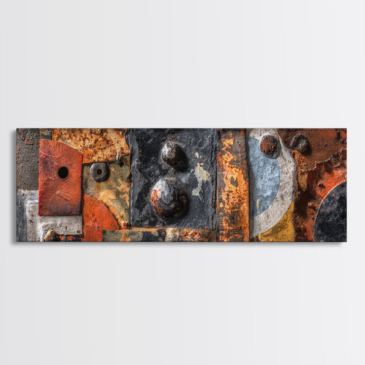 Rusty License Plate Collage Canvas Print, Garage Art, Garage Decor, Fine Art, Motor, Room Decor, Textured Painting, GAR-3x1-24
